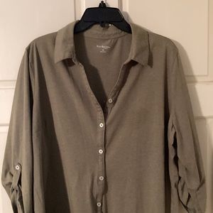 Women's button down olive top 2X